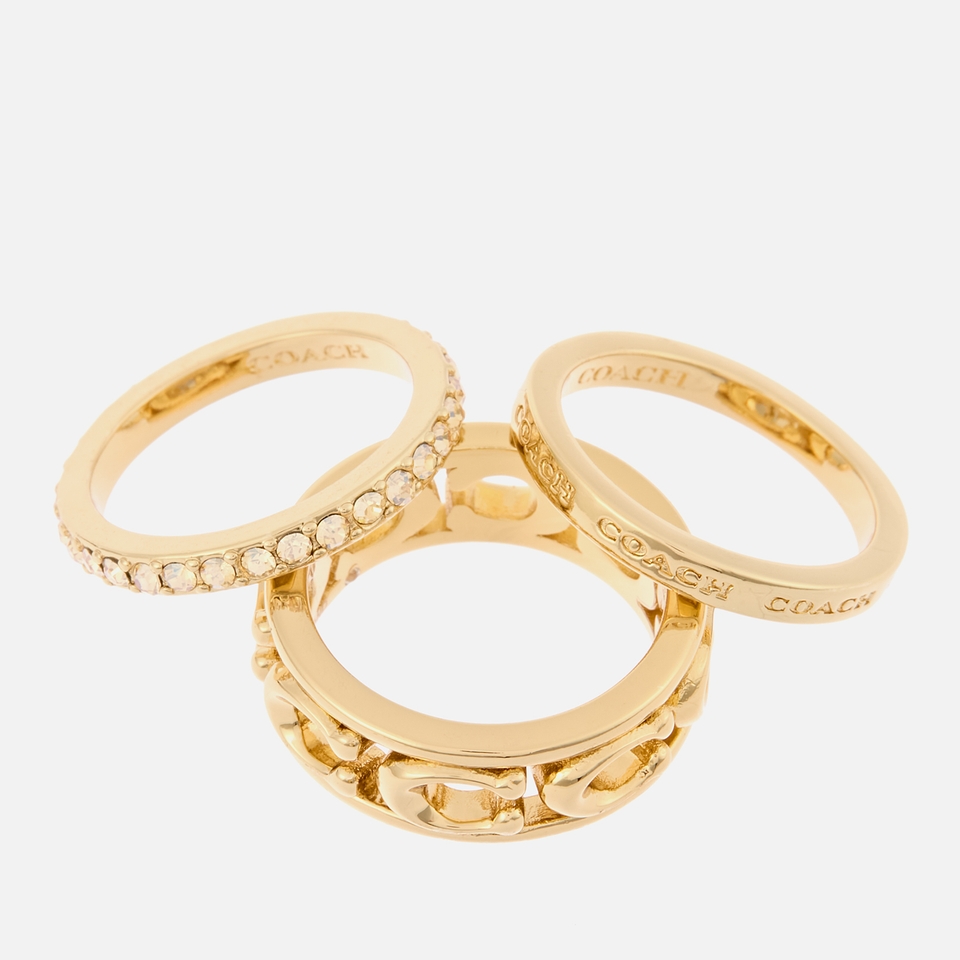 Coach Gold Plated Logo Stacking Rings