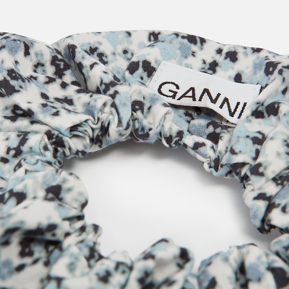 Ganni Floral-Print Cotton Scrunchie