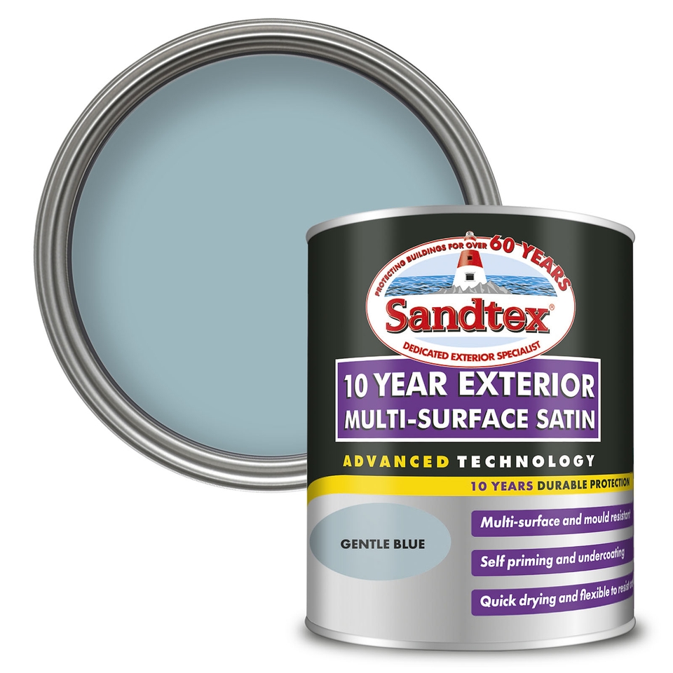 Sandtex 10 Year Multi Surface Satin Paint Gentle Blue - 750ml