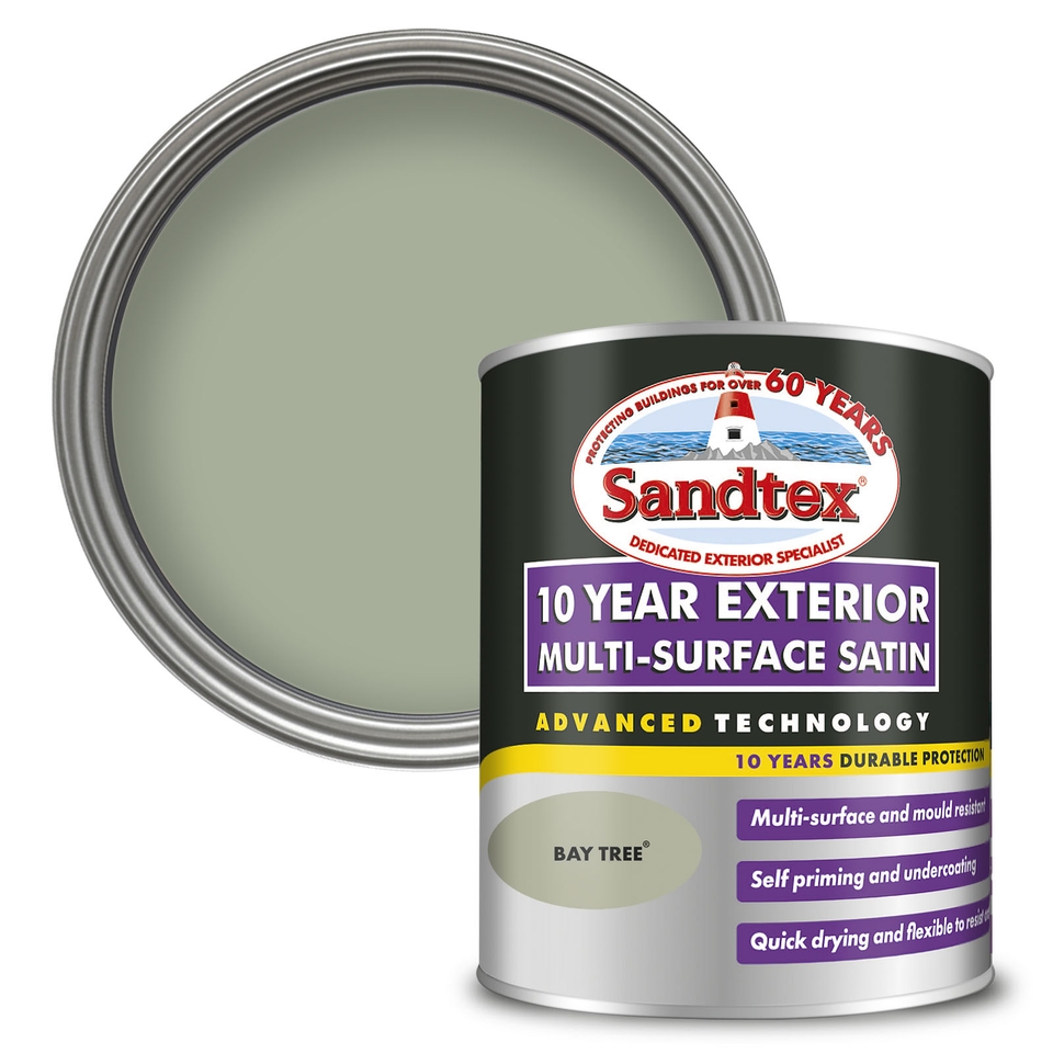 Sandtex 10 Year Multi Surface Satin Paint Bay Tree 750ml Homebase