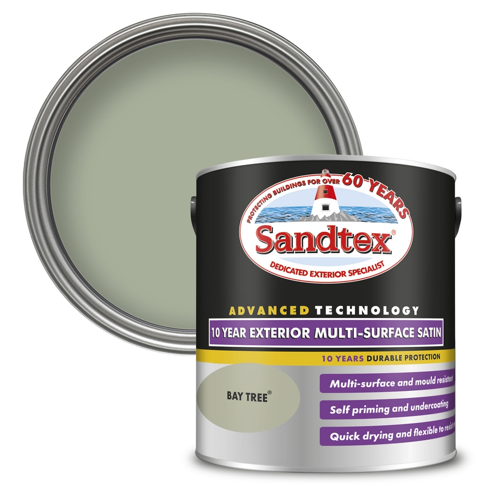 Sandtex 10 Year Multi Surface Satin Paint Bay Tree 2.5L Homebase