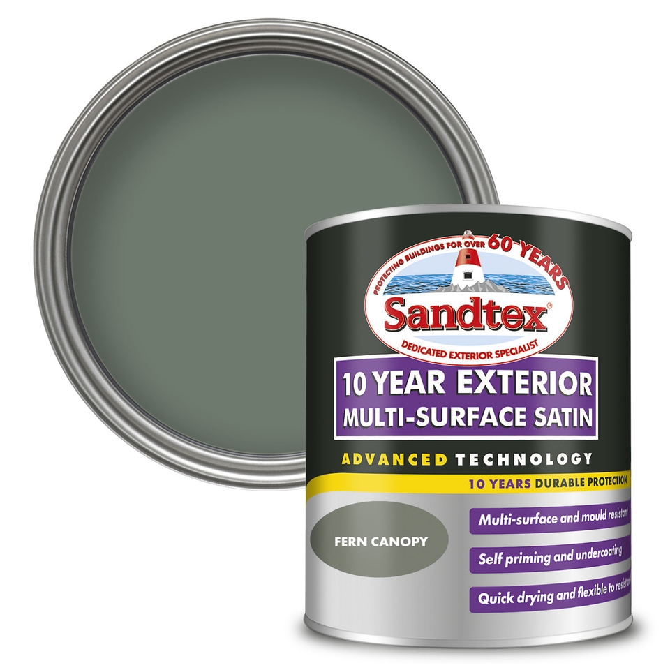 Sandtex 10 Year Multi Surface Satin Paint Fern Canopy - 750ml
