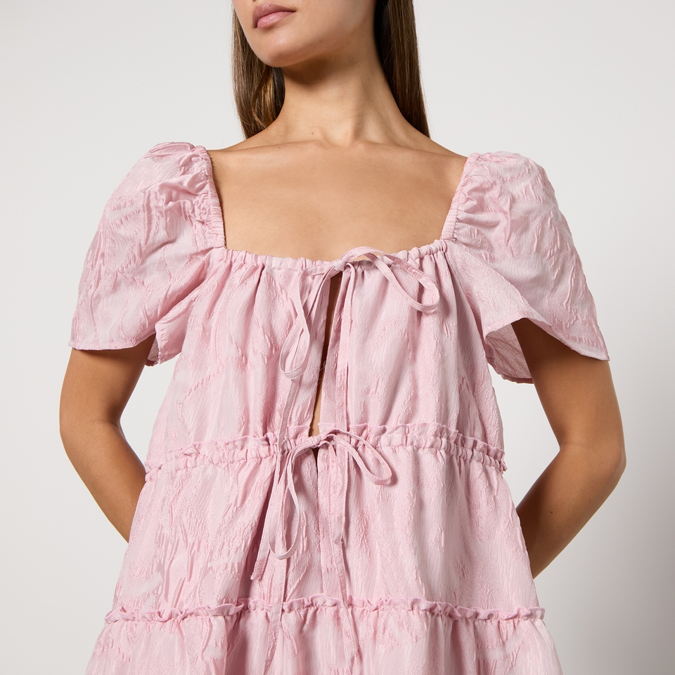Ganni Textured Cloqué Tiered Maxi Dress - EU 44/UK 16 | Coggles