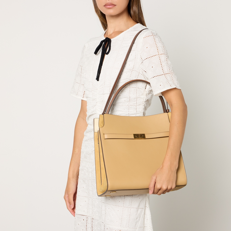 Tory Burch Lee Radziwill Leather And Suede Double Bag