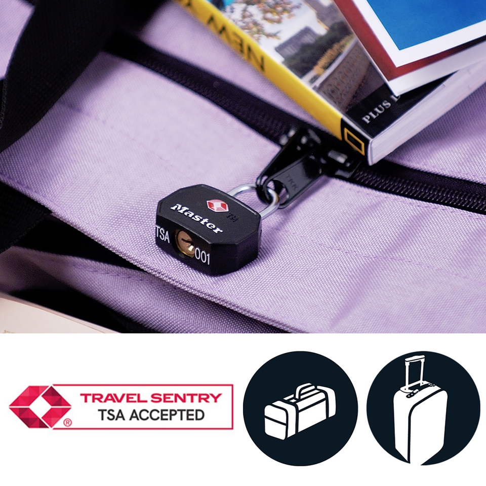 Master Lock Travel 30mm Key Padlocks TSA Certified Pack of 2 - Black