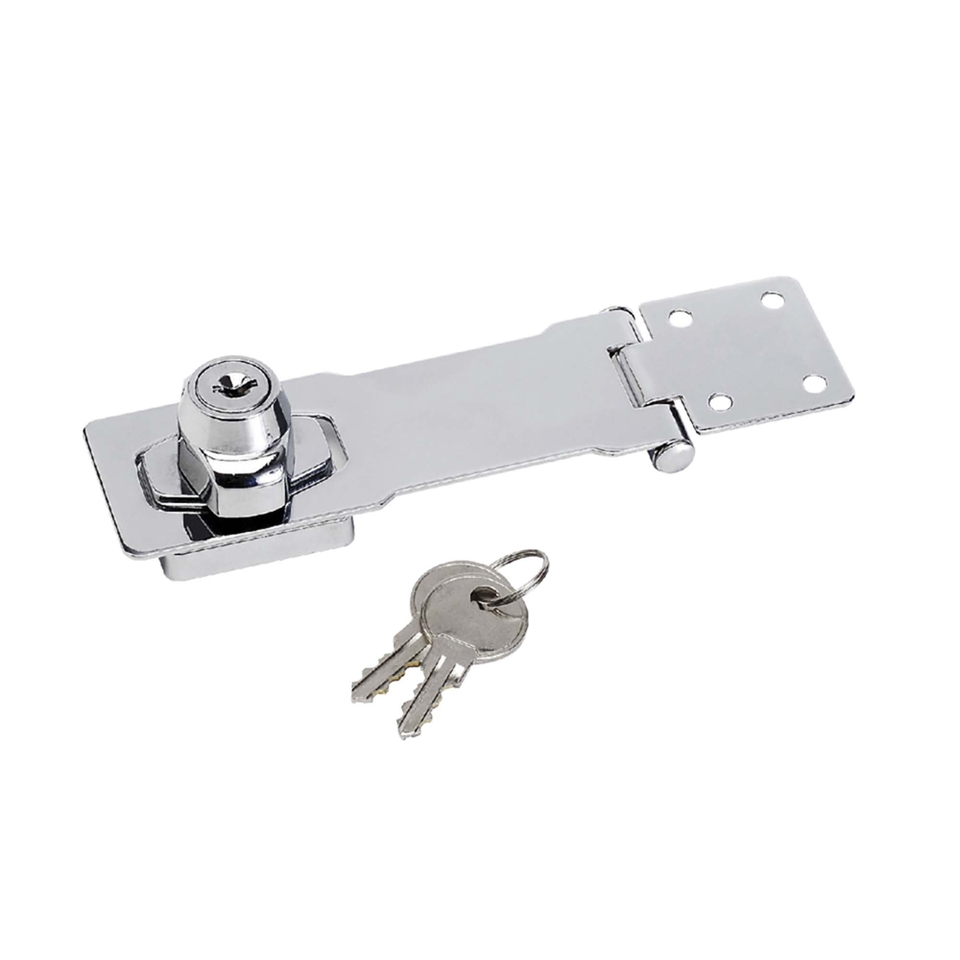 Master Lock Chrome Plated Steel Door Hasp with Key Lock
