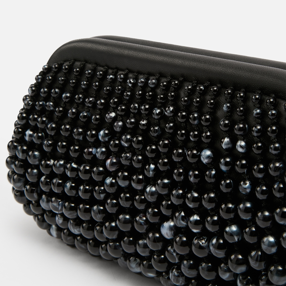 Cult Gaia Nia Leather & Beaded Acrylic Clutch