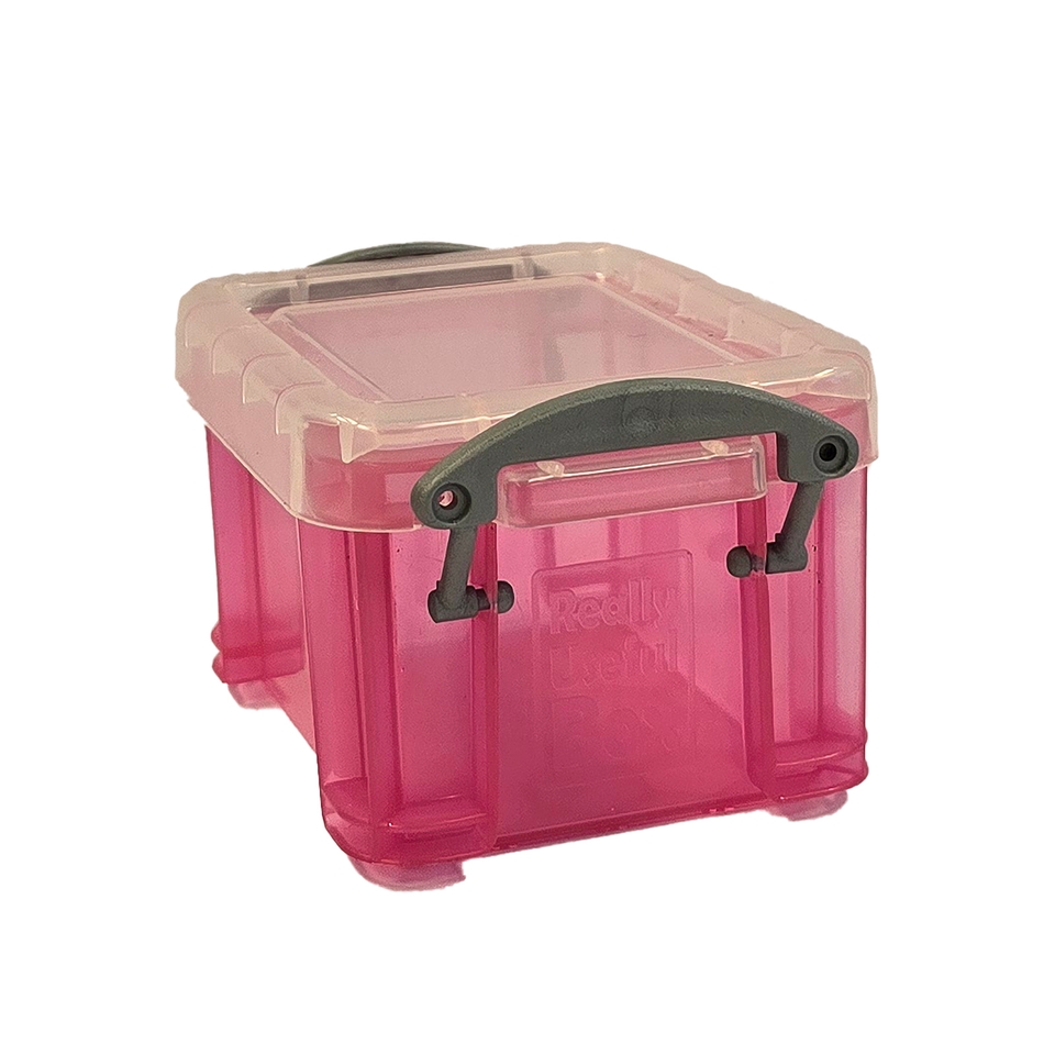 Really Useful Plastic Storage Box - Transparent Bright Pink - 0.14L