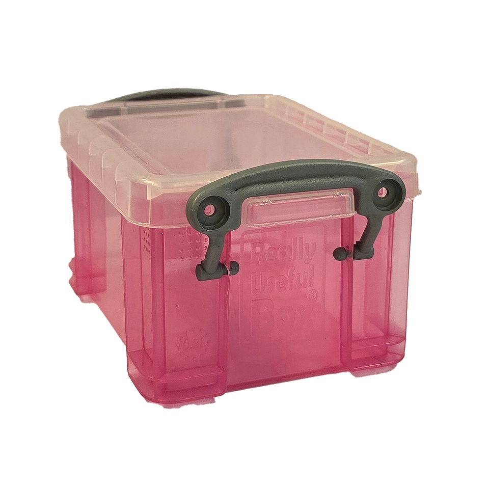 Really Useful Plastic Storage Box - Transparent Bright Pink - 0.3L