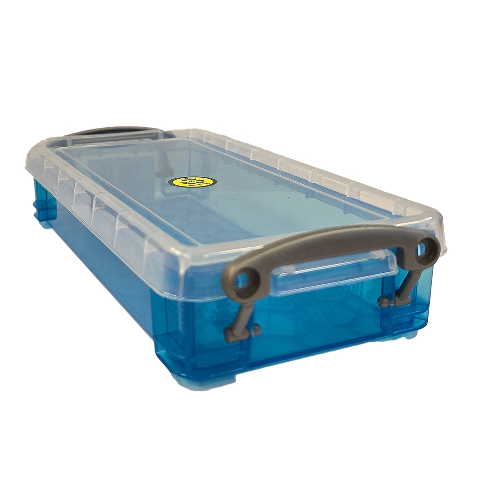 Really Useful Plastic Storage Box - Transparent Bright Blue - 0.55L