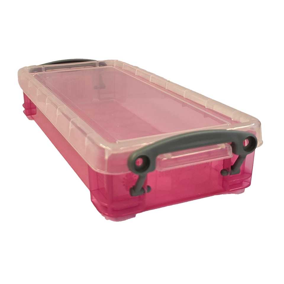 Really Useful Plastic Storage Box - Transparent Bright Pink - 0.55L