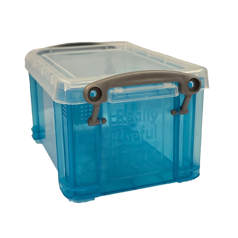 Really Useful Plastic Storage Box - Transparent Bright Blue - 0.7L