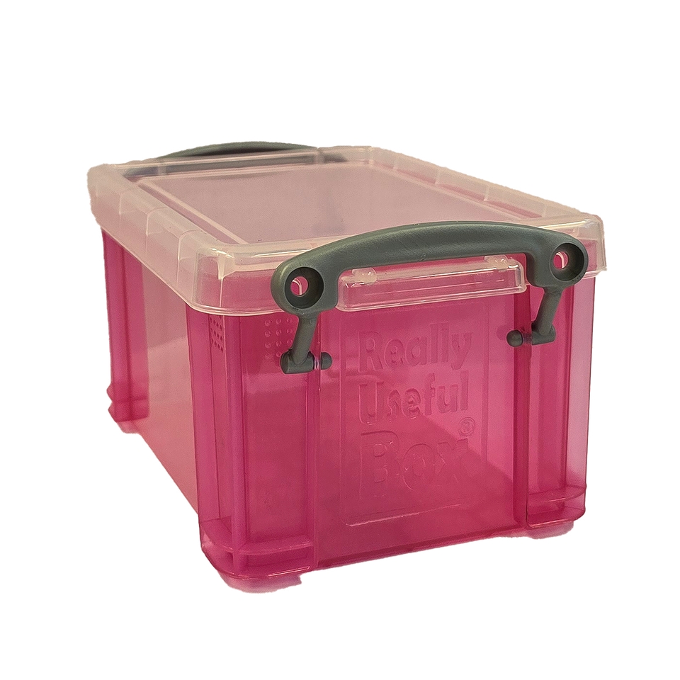 Really Useful Plastic Storage Box - Transparent Bright Pink - 0.7L