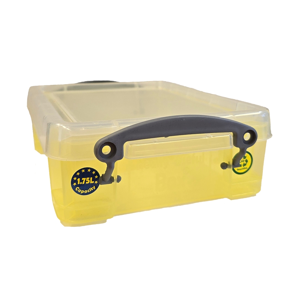 Really Useful Plastic Storage Box - Transparent Yellow - 1.75L