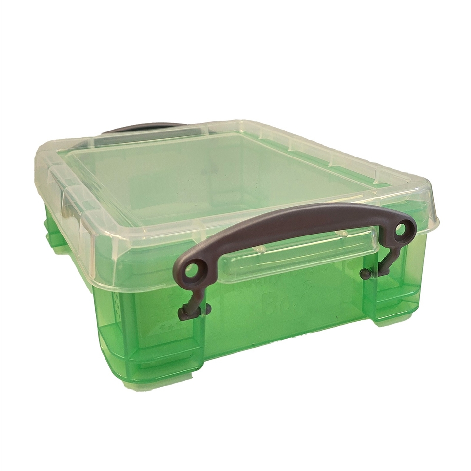 Really Useful Plastic Storage Box - Transparent Green - 1.75L