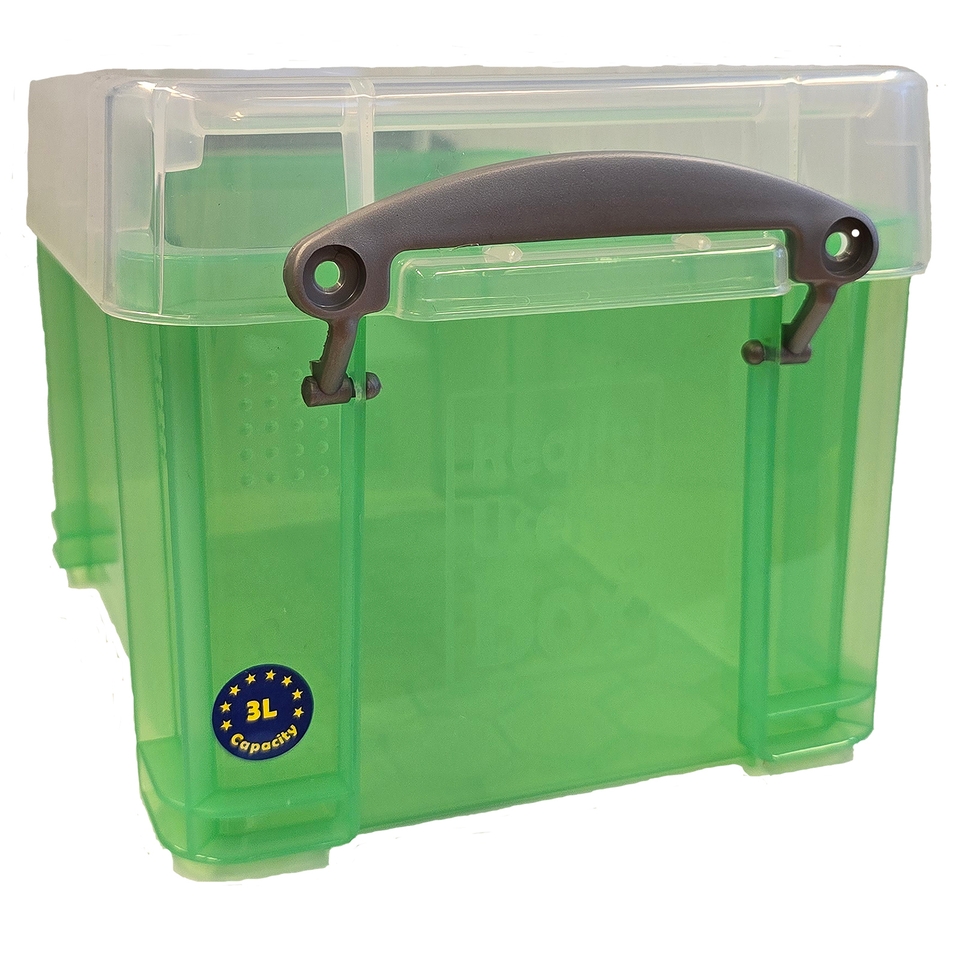 Really Useful Plastic Storage Box - Transparent Green - 3L