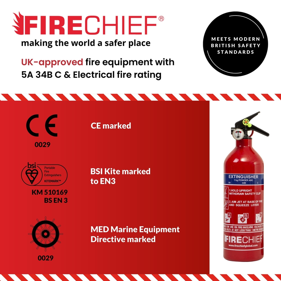 Firechief 1kg Powder Fire Extinguisher Homebase