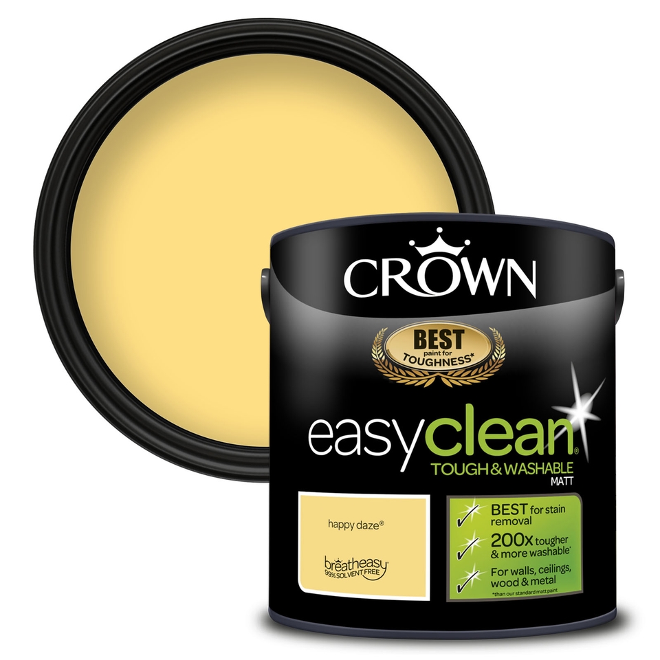 Crown Easyclean Tough & Washable Matt Paint Happy Daze - 2.5L