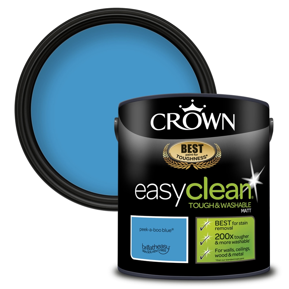 Crown Easyclean Tough & Washable Matt Paint Peek-a-boo Blue - 2.5L