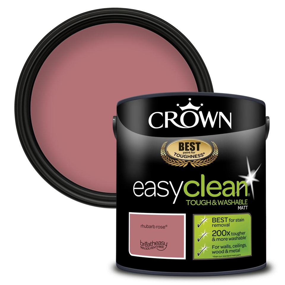 Crown Easyclean Tough & Washable Matt Paint Rhubarb Rose - 2.5L