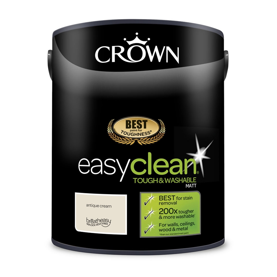 Crown Easyclean Tough & Washable Matt Paint Antique Cream - 5L