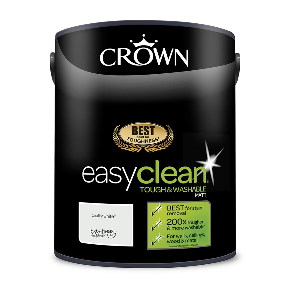 Crown Easyclean Tough & Washable Matt Paint Chalky White - 5L