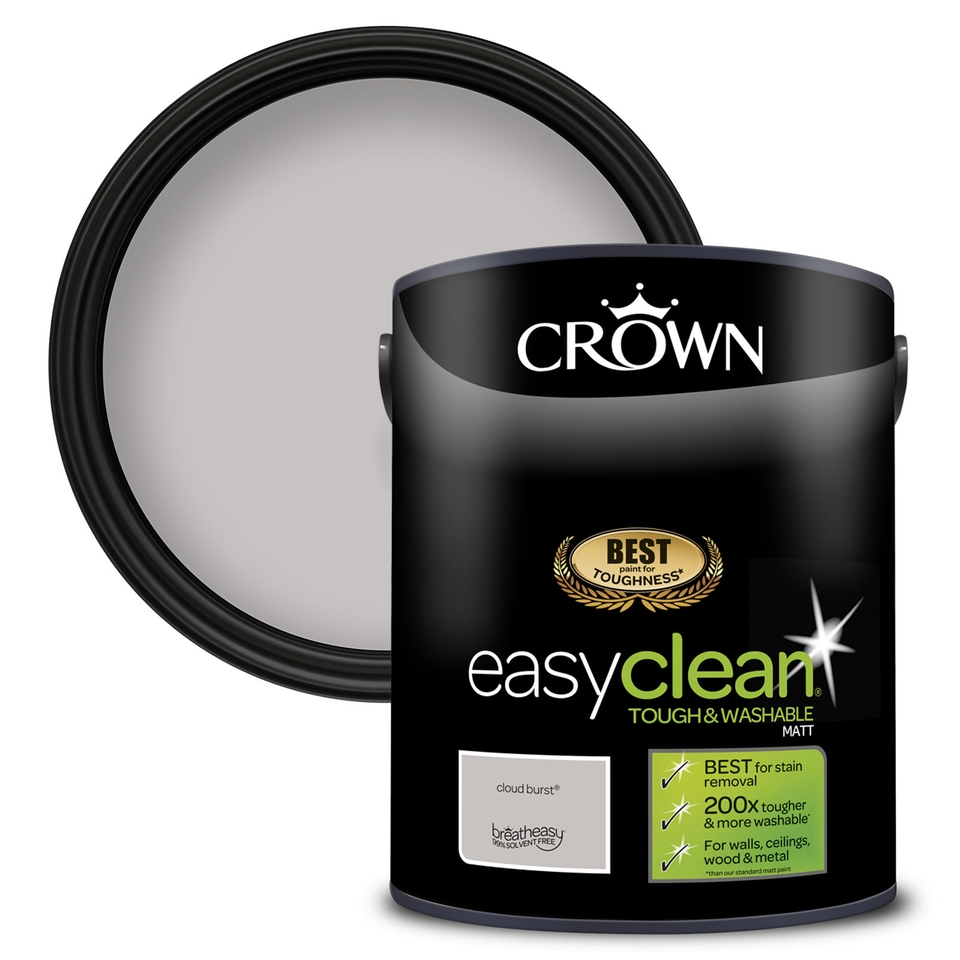 Crown Easyclean Tough & Washable Matt Paint Cloud Burst - 5L