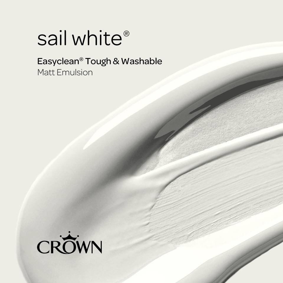 Crown Easyclean Tough & Washable Matt Paint Sail White 5L Homebase