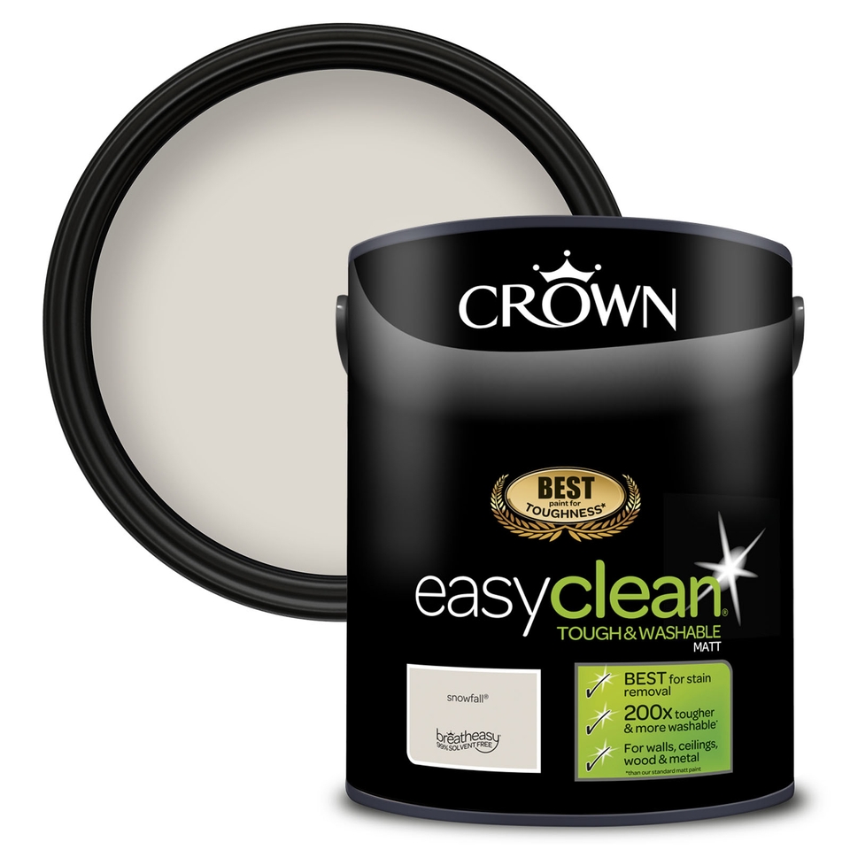 Crown Easyclean Tough & Washable Matt Paint Snowfall - 5L