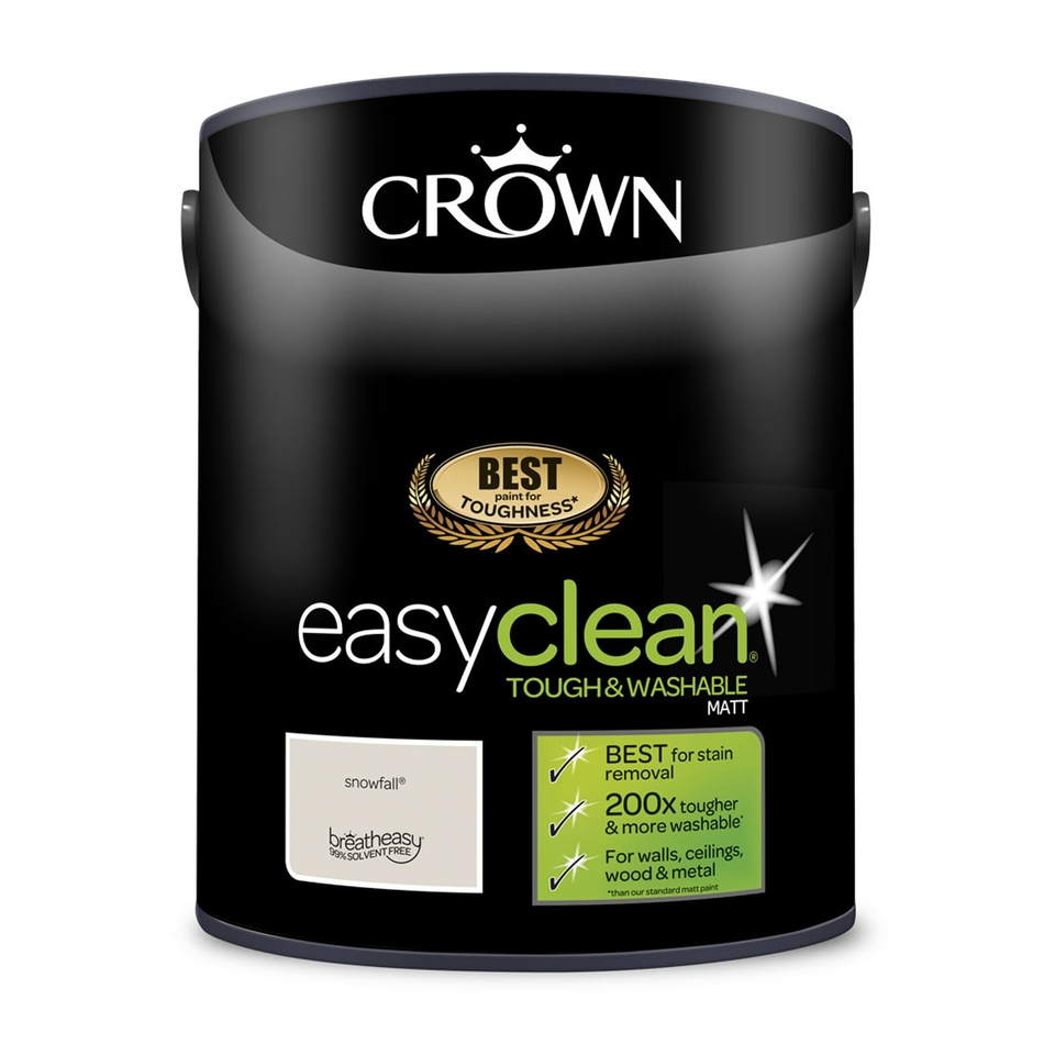 Crown Easyclean Tough & Washable Matt Paint Snowfall - 5L