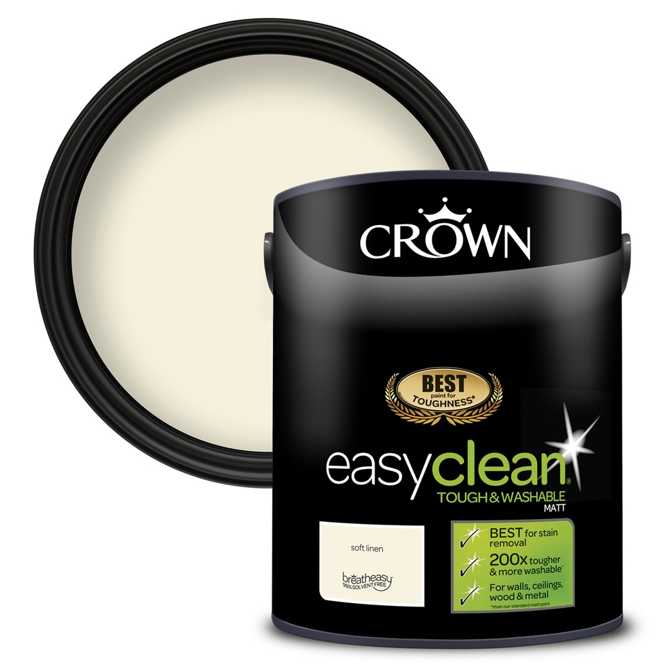 Crown Easyclean Tough & Washable Matt Paint Soft Linen - 5L