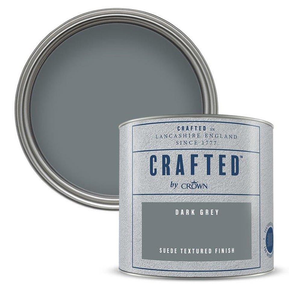 CRAFTED by Crown Suede Textured Paint Dark Grey - Tester 125ml | Homebase