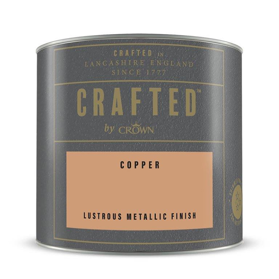 CRAFTED by Crown Metallic Paint Copper Tester 125ml Homebase
