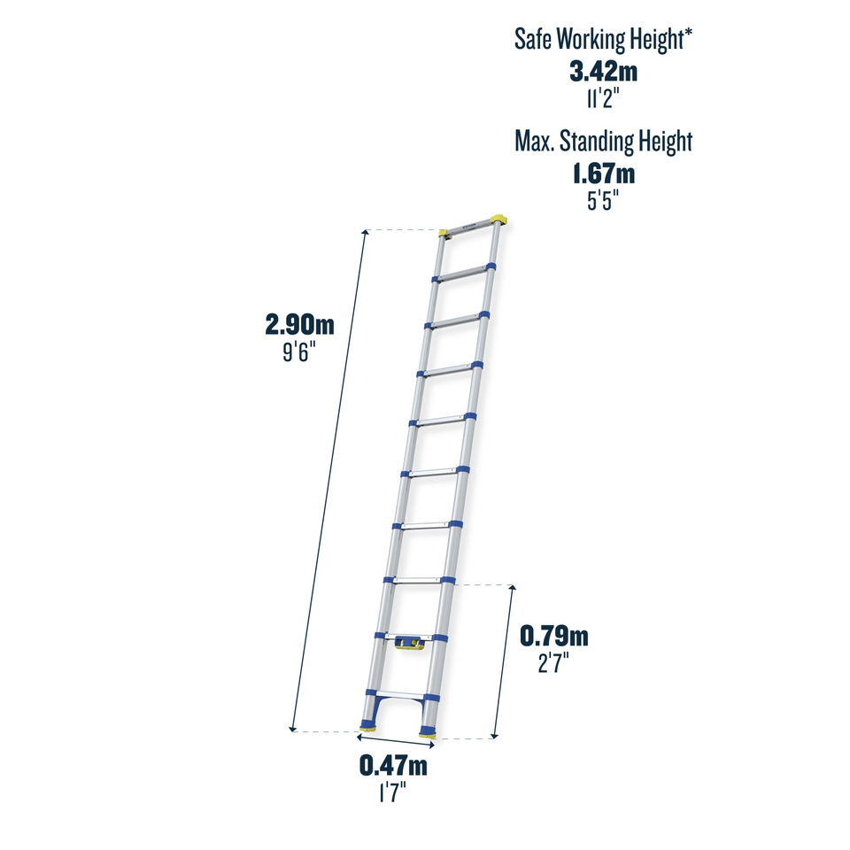 Werner Telescopic Soft Close Extension Ladder - 2.9m
