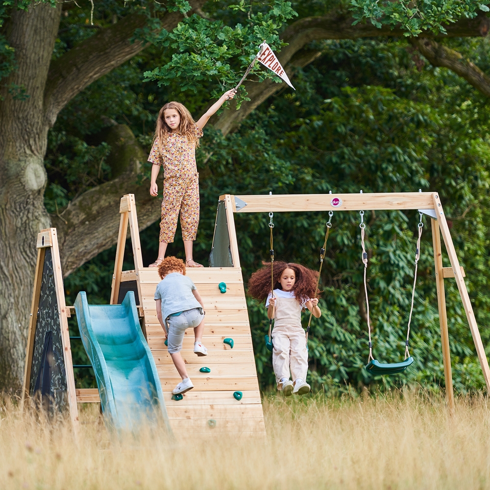 Plum® Climbing Pyramid Wooden Climbing Frame With  Swings