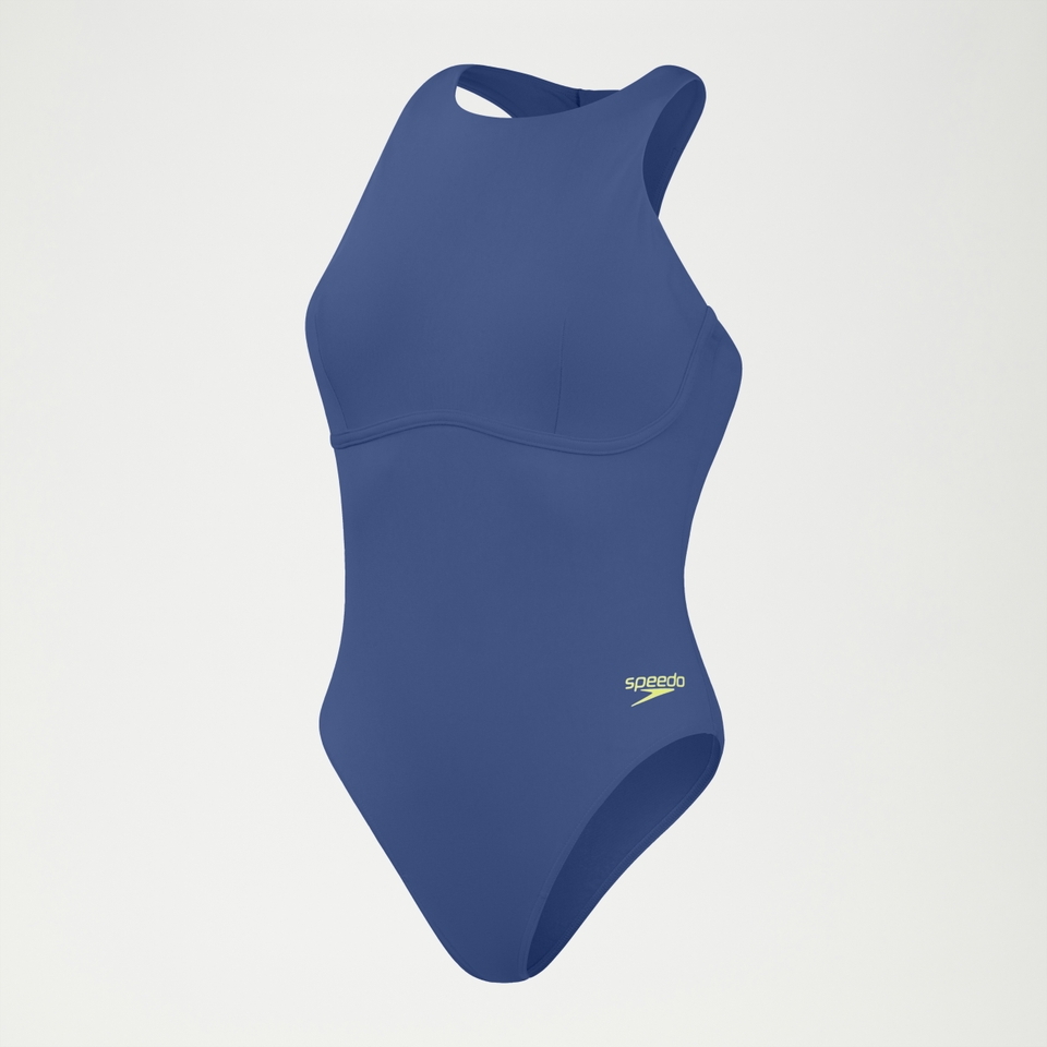 Women's Racer Zip Swimsuit with Integrated Swim Bra - Blue