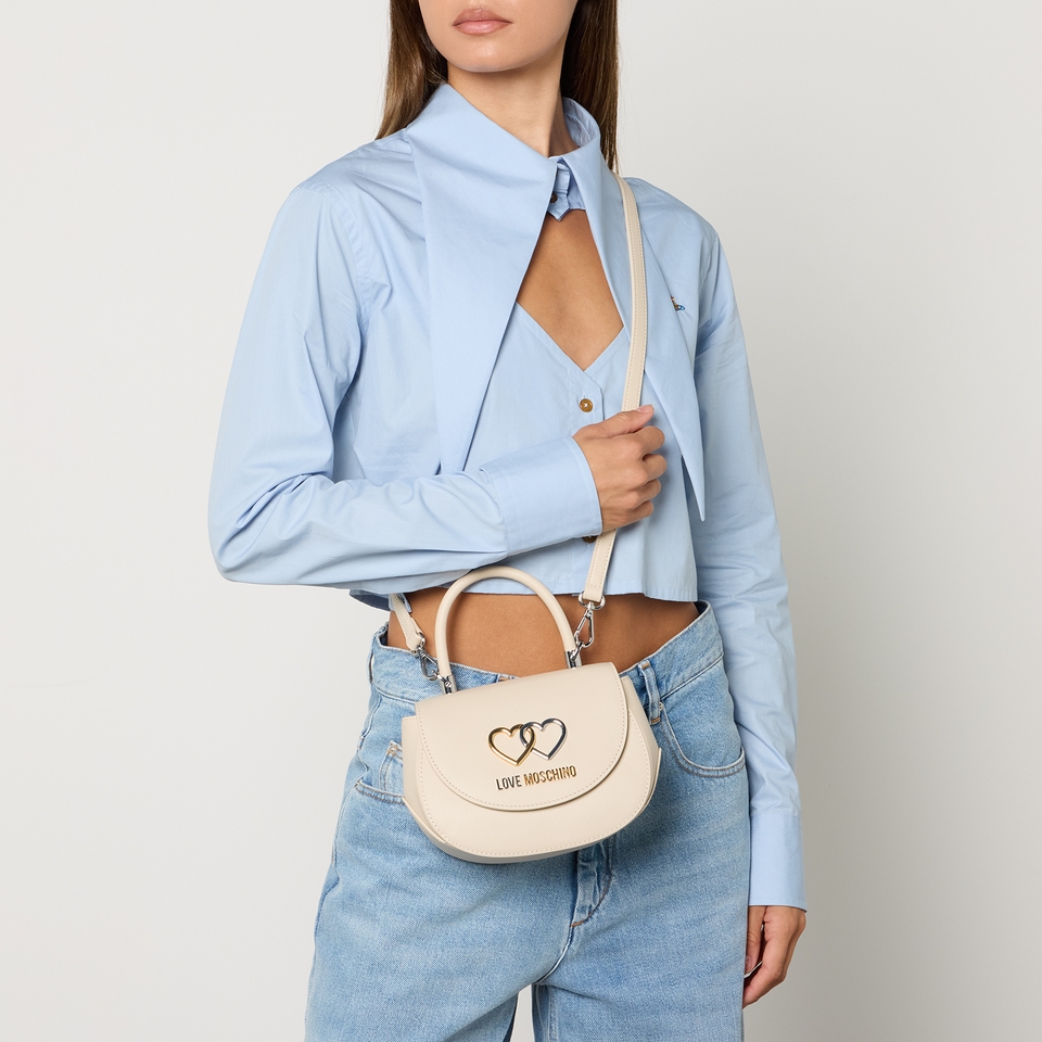 Love Moschino Twin Logo Leather Crossbody Bag