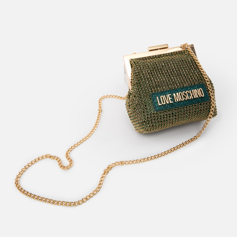 Love Moschino Bling Bling Embellished Twill Frame Bag