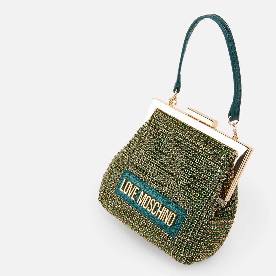 Love Moschino Bling Bling Embellished Twill Frame Bag