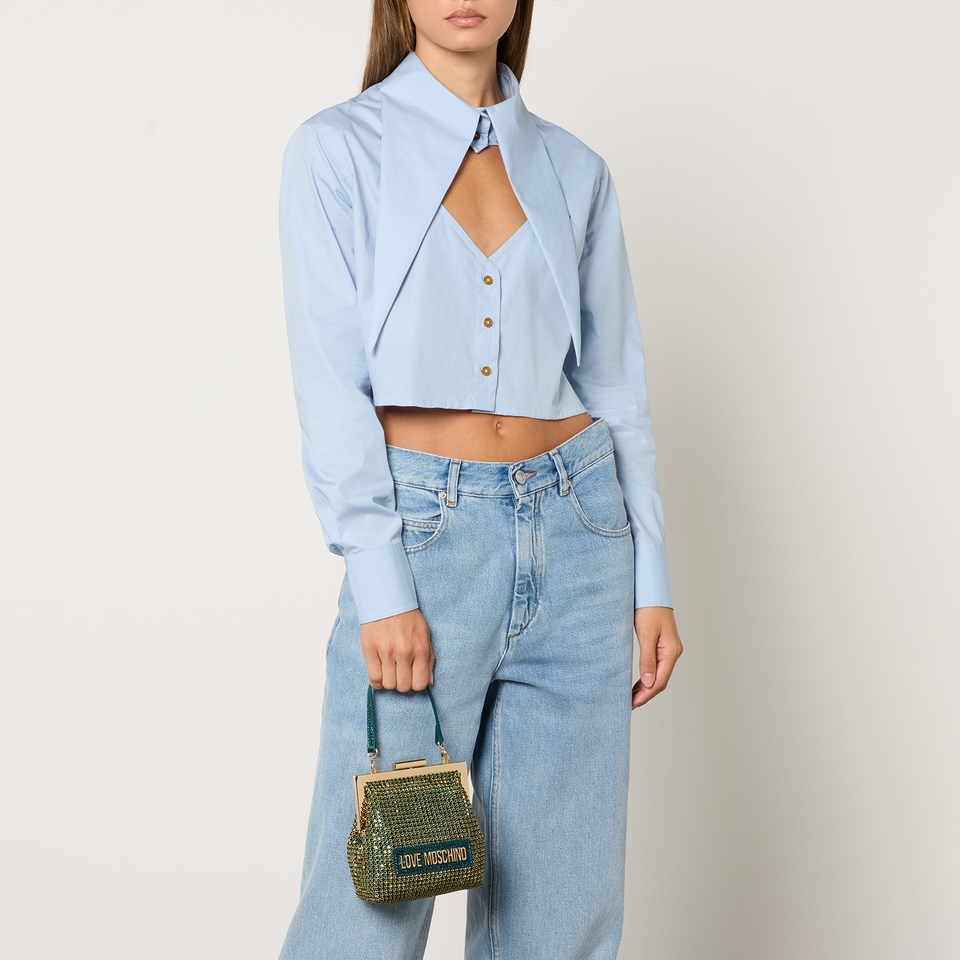 Love Moschino Bling Bling Embellished Twill Frame Bag