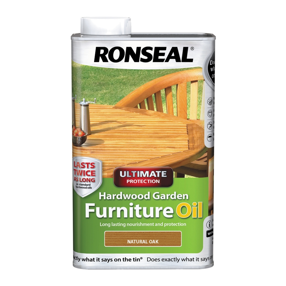 Ronseal Ultimate Protection Hardwood Garden Furniture Oil Natural Oak - 1L