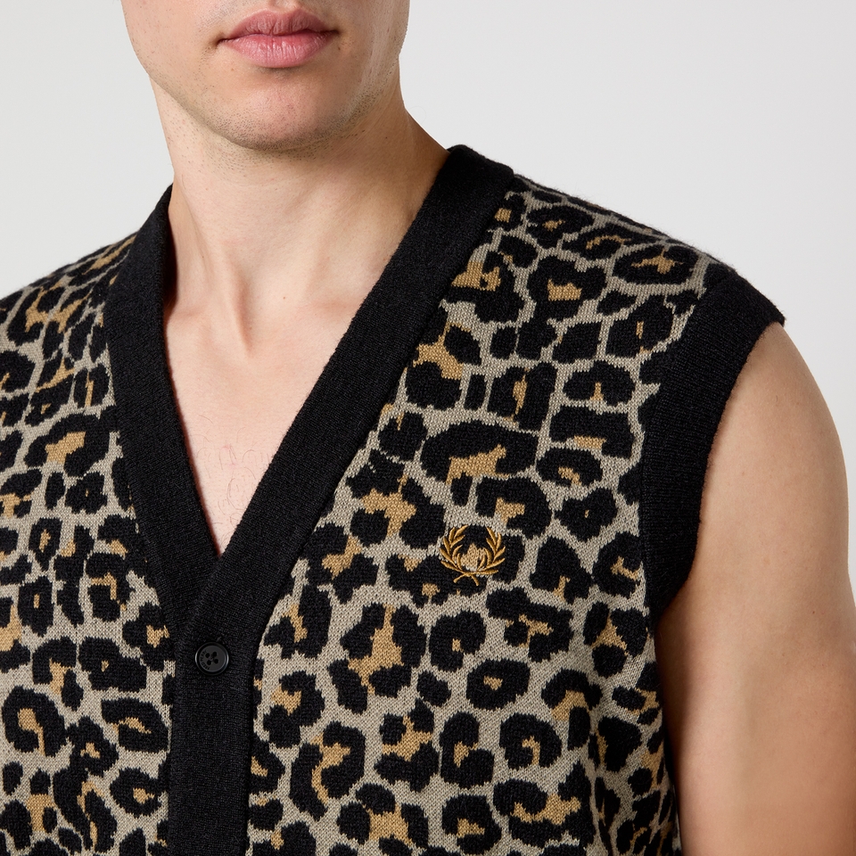 Brown Fred Perry Checkerboard Knit Vest | size?