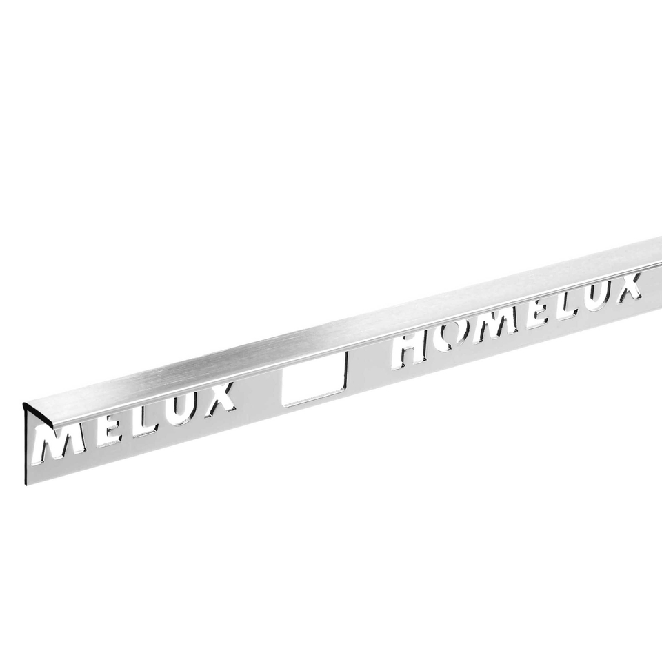 Homelux 8mm Metal Straight Edge Tile Trim Stainless Steel Effect - 2.5m
