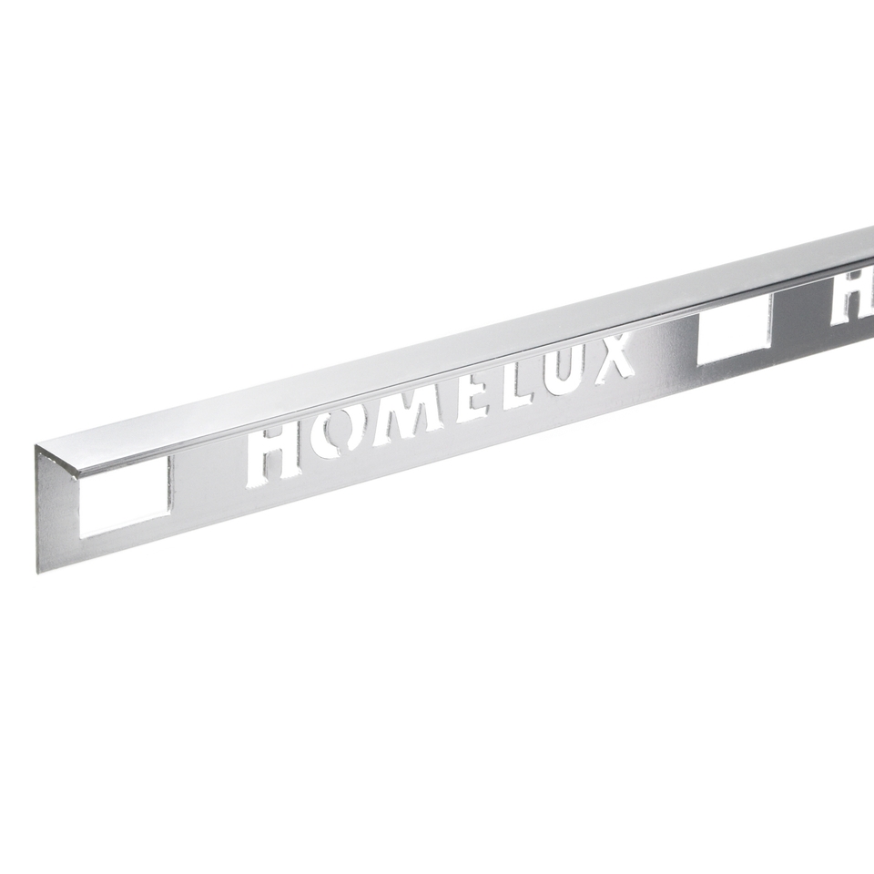 Homelux 10mm Metal Straight Edge Tile Trim Stainless Steel Effect - 2.5m