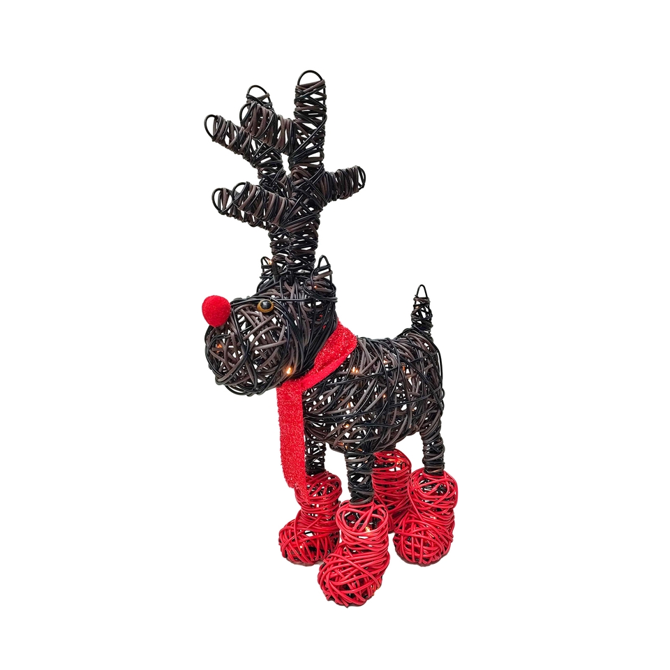 Rattan Effect LED Rudolph Christmas Light Decoration