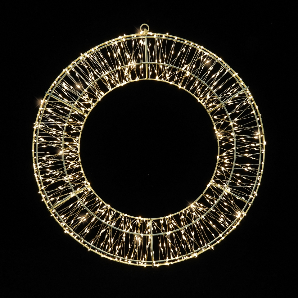 White Pin Wire Wreath Twinkling LED Christmas Light Decoration Homebase