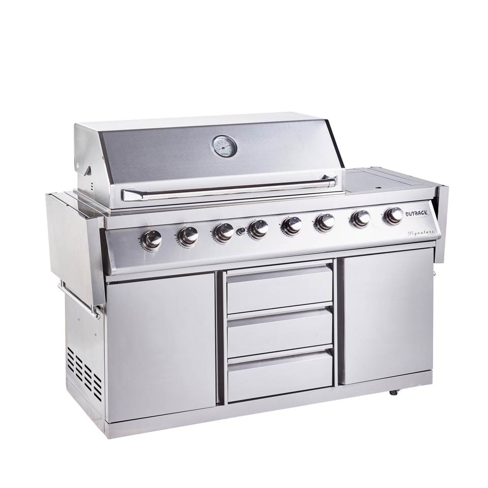 Outback Full Stainless Steel Signature II 6 Burner Hybrid BBQ with Multi Cooking Surface