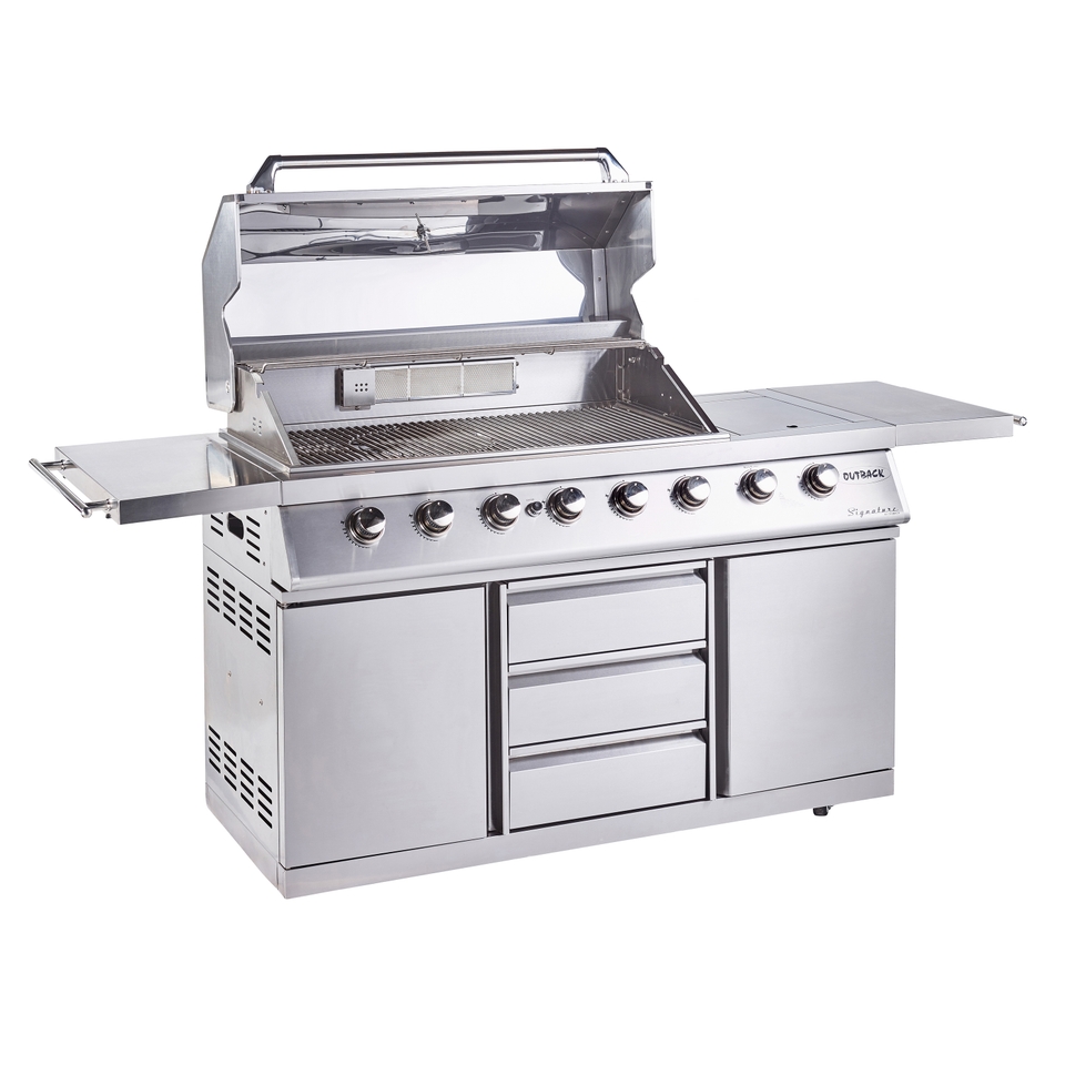 Outback Full Stainless Steel Signature II 6 Burner Hybrid BBQ with Multi Cooking Surface