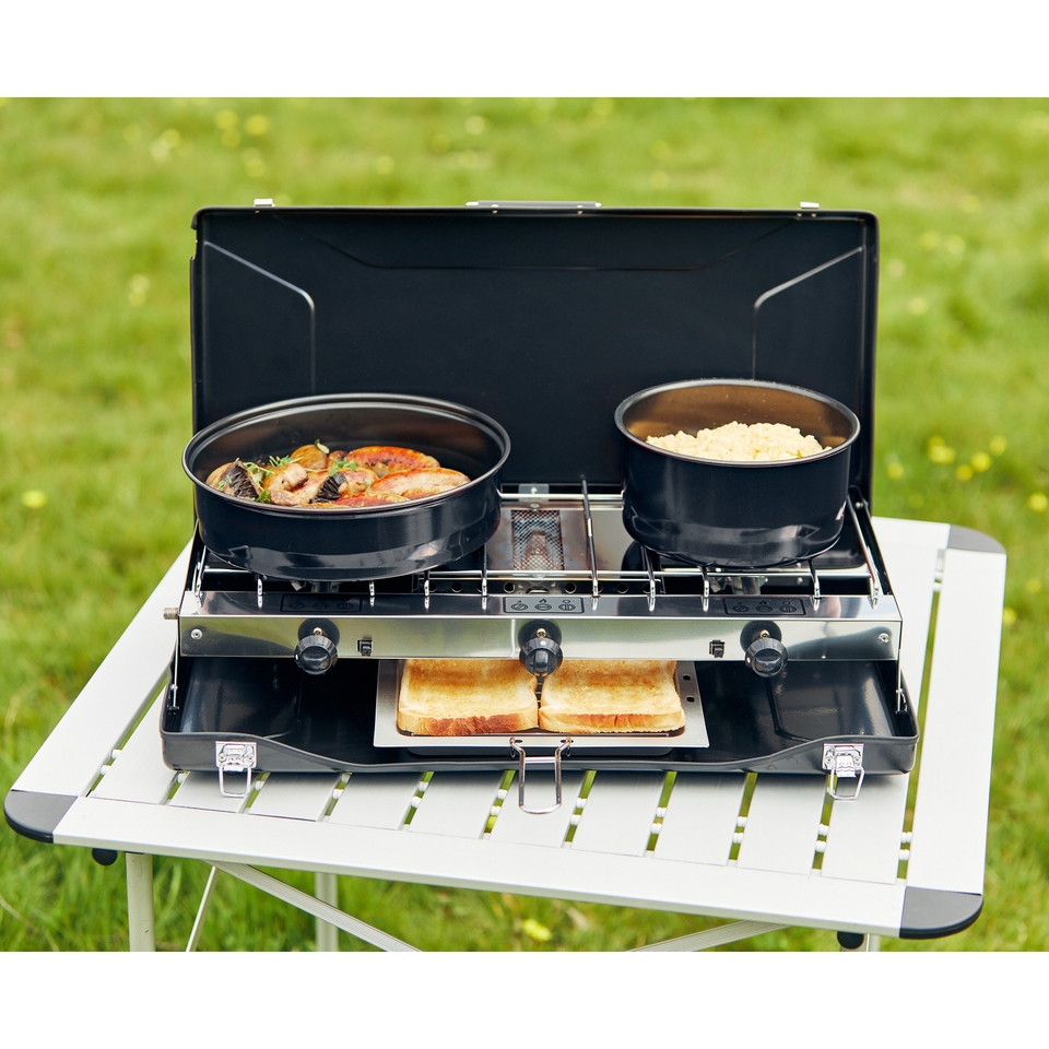 Outback 2 Burner Camping Stove with Toaster
