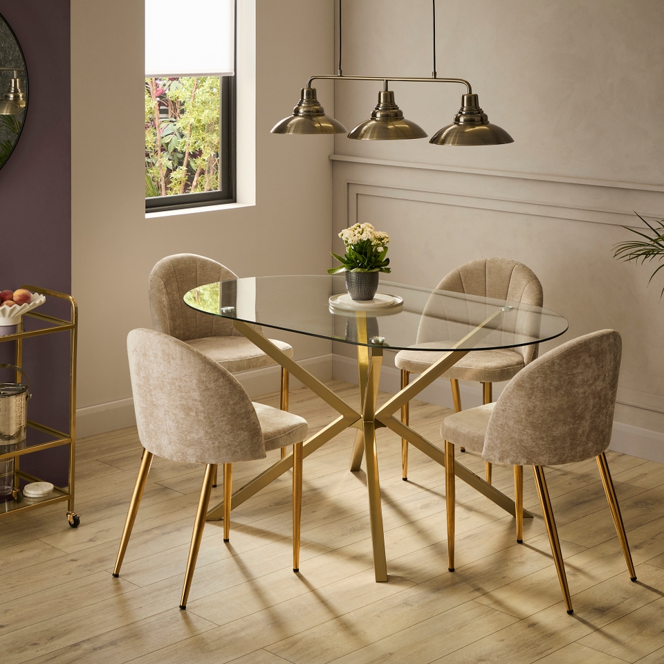 Athena Glass Oval 6 Seater Dining Table Homebase